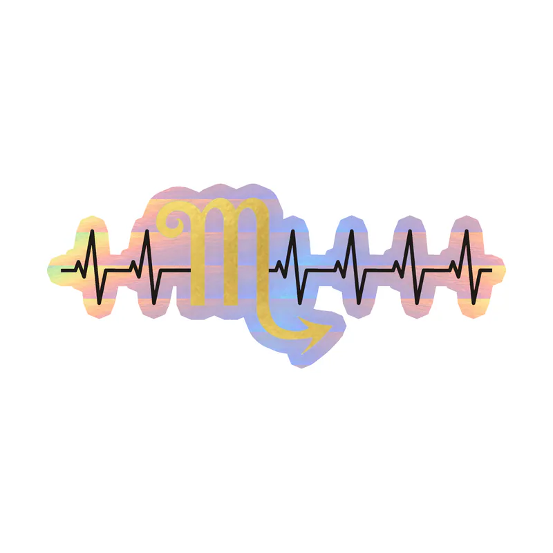 Scorpio Heartbeat - Holographic Vinyl Decal - Custom Size