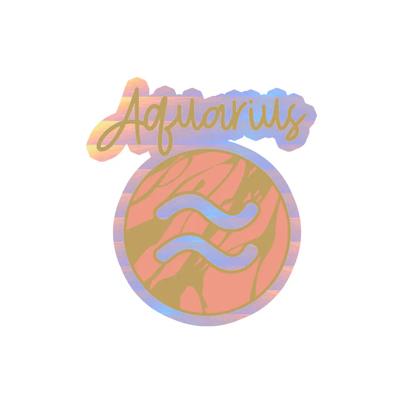 Aquarius Marble - Holographic Vinyl Decal - Custom Size
