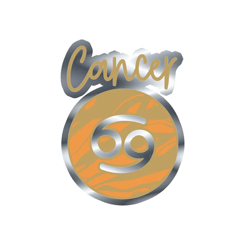 Cancer Marble - Silver Chrome Vinyl Decal - Custom Size