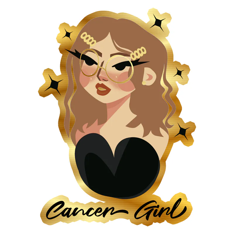 Cancer Girl - Gold Chrome Vinyl Decal - Custom Size