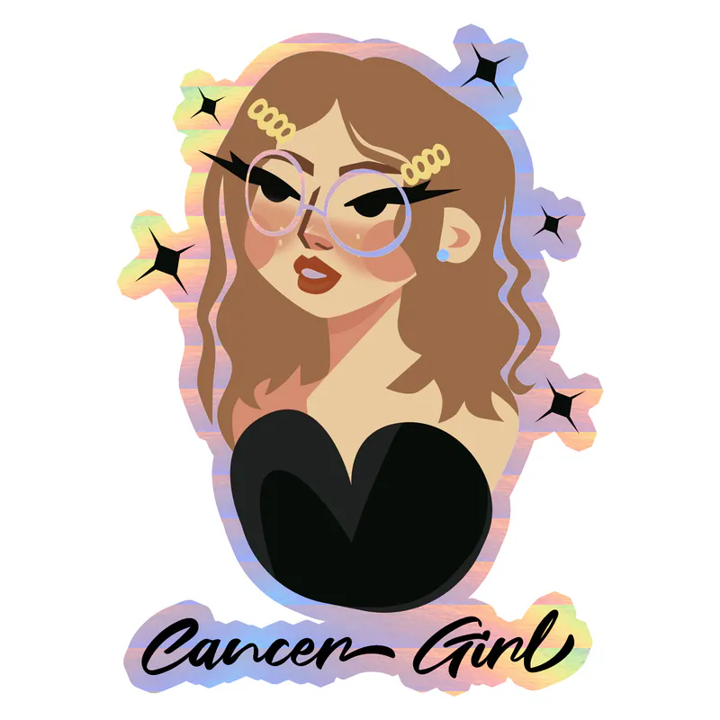 Cancer Girl - Holographic Vinyl Decal - Custom Size