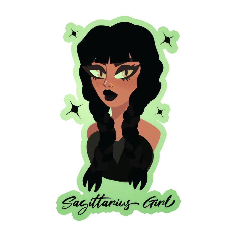 Sagittarius Girl - Glow in the Dark Vinyl Decal - Custom Size