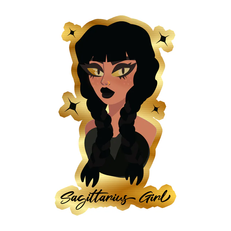 Sagittarius Girl - Gold Chrome Vinyl Decal - Custom Size