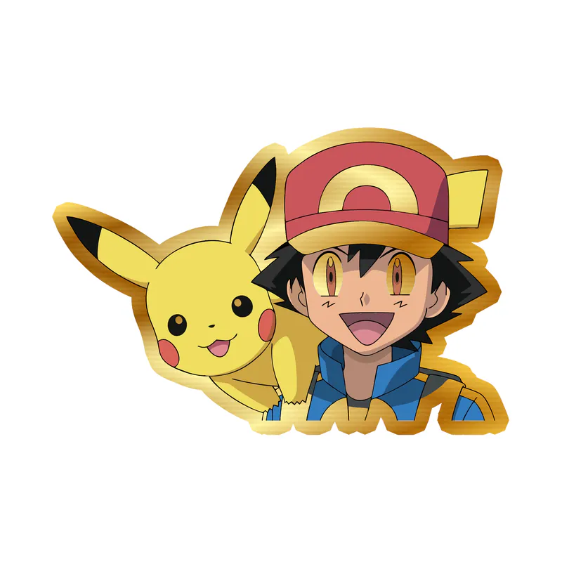 Pikachu and Ash - Gold Chrome Vinyl Decal
