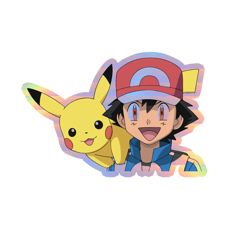 Pikachu and Ash - Holographic Vinyl Decal