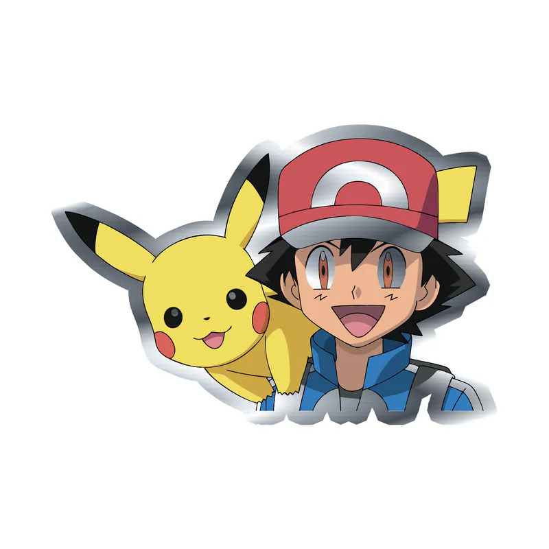Pikachu and Ash - Silver Chrome Vinyl Decal