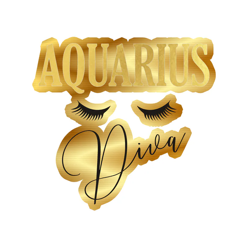 Aquarius Diva - Gold Chrome Vinyl Decal - Custom Size