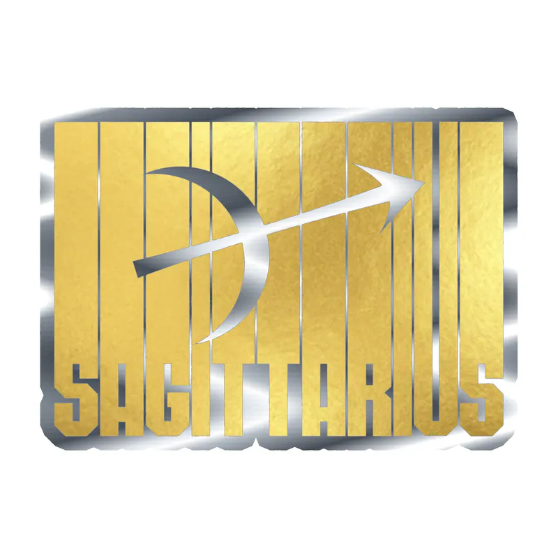 Gold Sagittarius - Silver Chrome Vinyl Decal - Custom Size