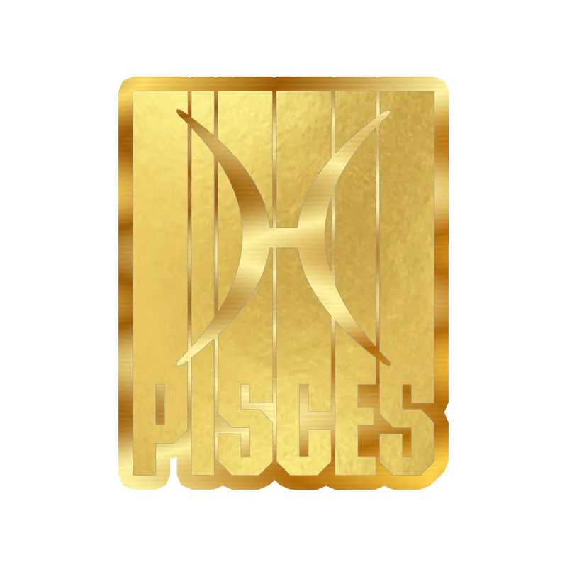 Gold Pisces - Gold Chrome Vinyl Decal - Custom Size