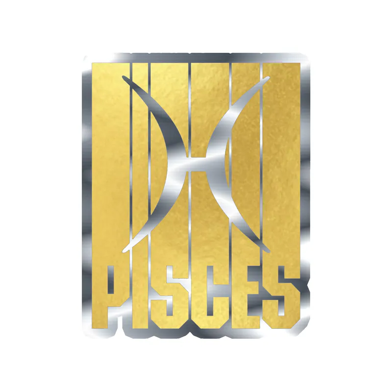 Gold Pisces - Silver Chrome Vinyl Decal - Custom Size