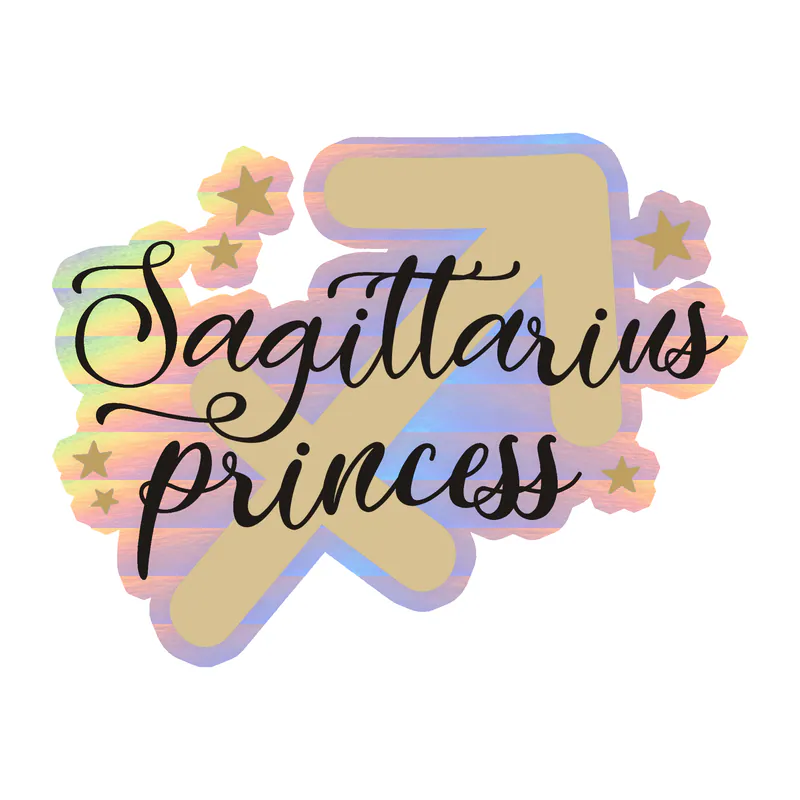 Sagittarius Princess - Holographic Vinyl Decal - Custom Size