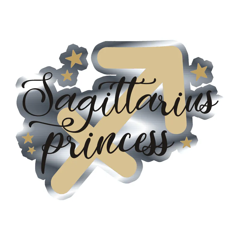 Sagittarius Princess - Silver Chrome Vinyl Decal - Custom Size
