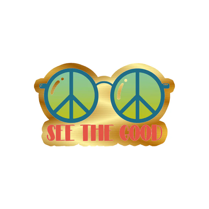 Peace Gold Chrome Vinyl Decal - Custom Size