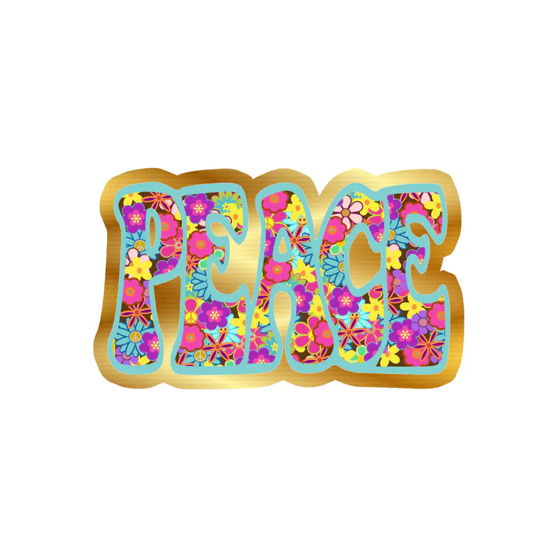 Peace Gold Chrome Vinyl Decal - Custom Size