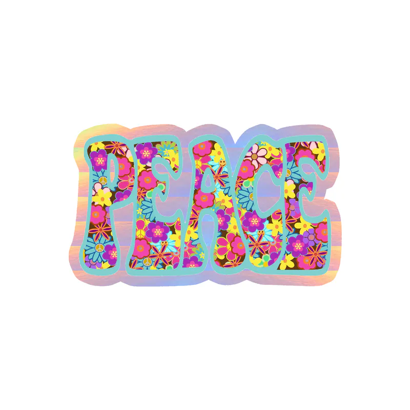 Peace Holographic Vinyl Decal - Custom Size
