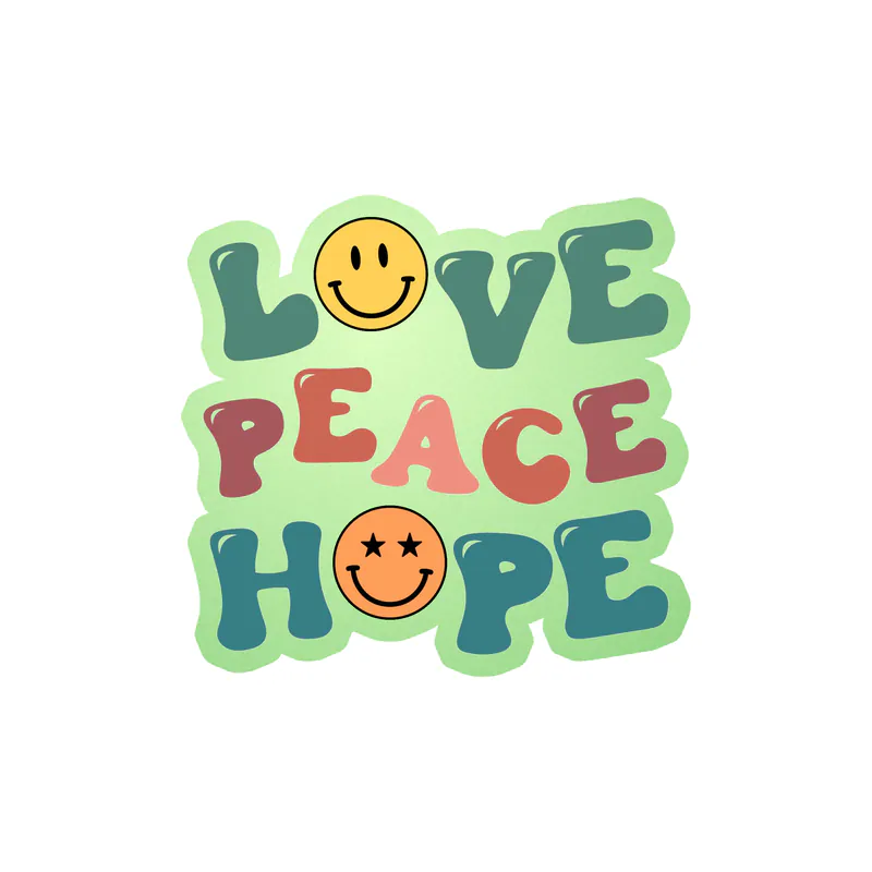 Love Peace Hope Glow in the Dark Vinyl Decal - Custom Size