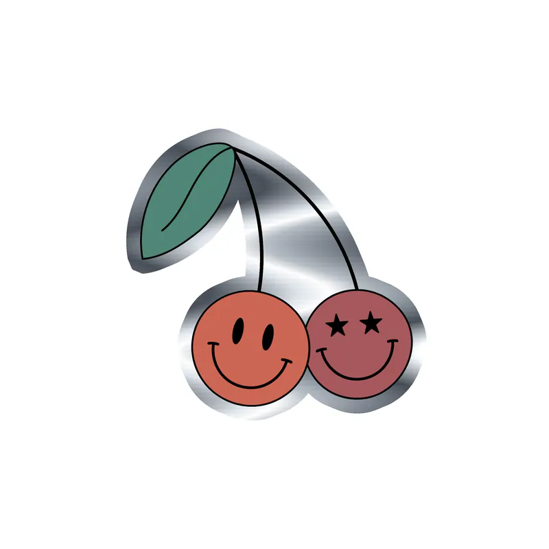 Cherry Silver Chrome Vinyl Decal - Custom Size