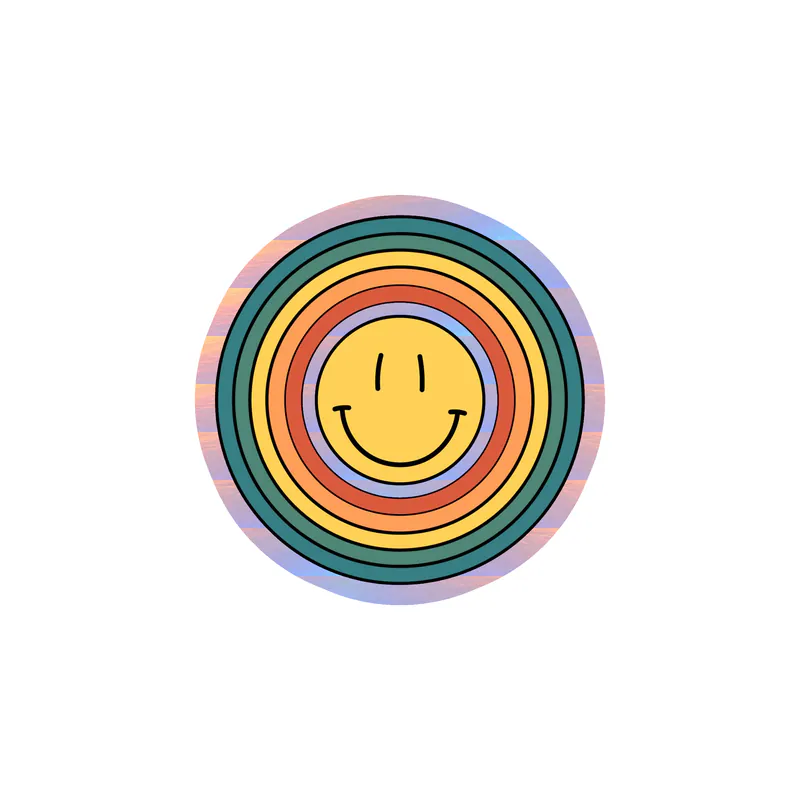 Smiley Face Holographic Vinyl Decal - Custom Size