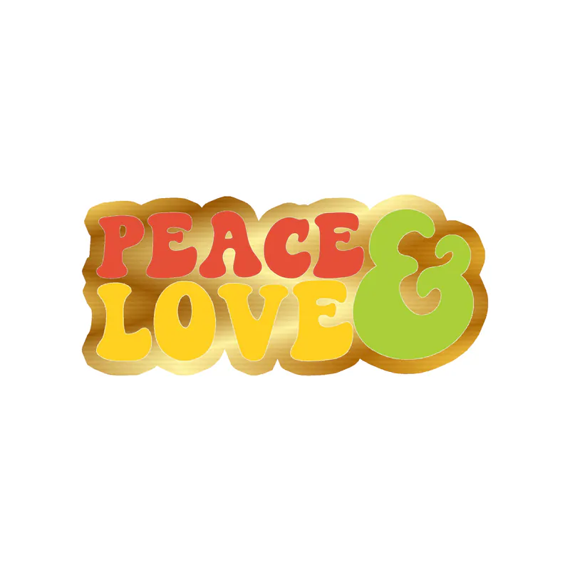 Peace and Love Gold Chrome Vinyl Decal - Custom Size