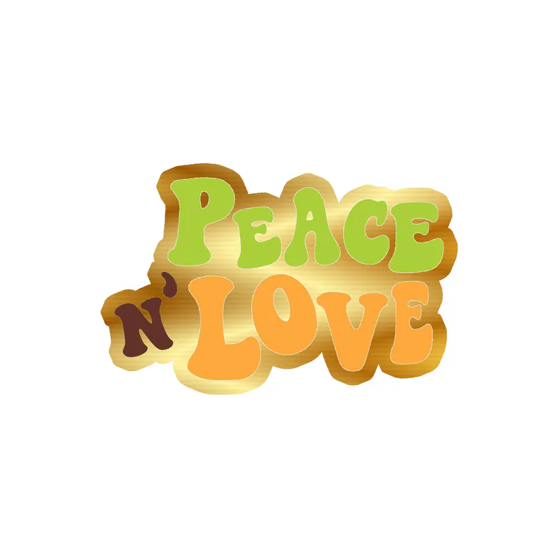 Peace and Love Gold Chrome Vinyl Decal - Custom Size
