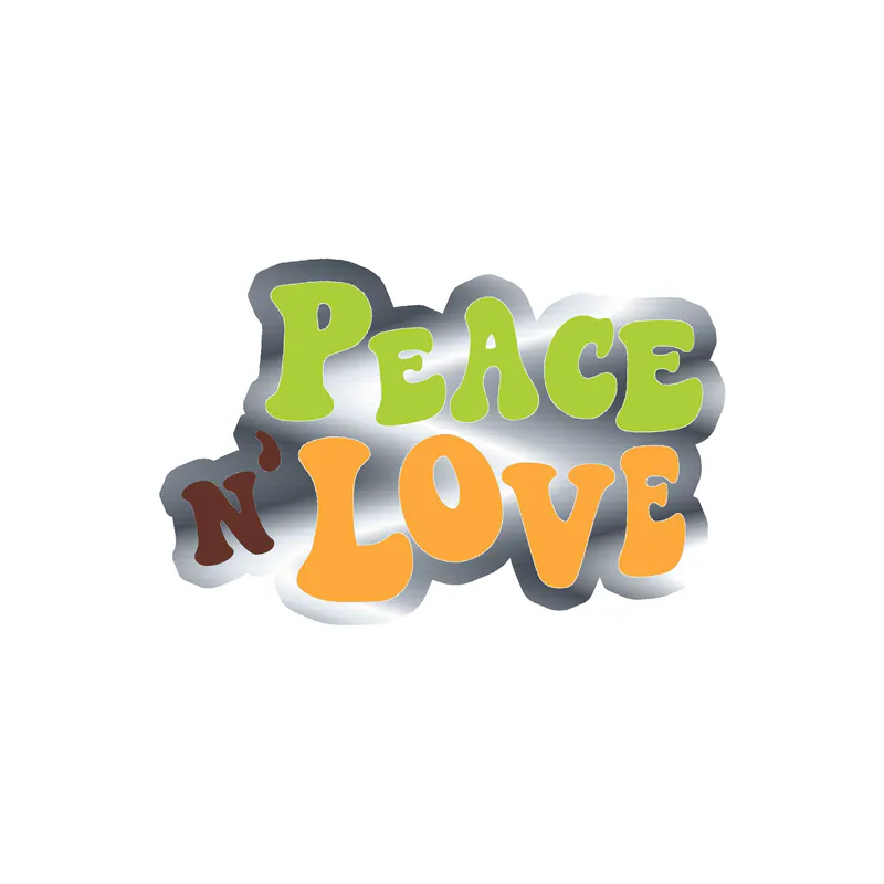 Peace and Love Silver Chrome Vinyl Decal - Custom Size