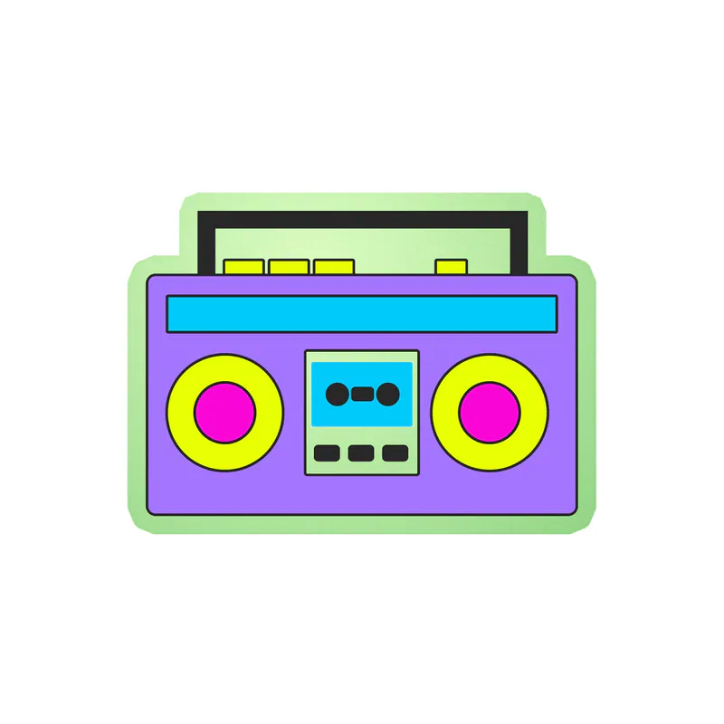 Boombox Glow in the Dark Vinyl Decal - Custom Size