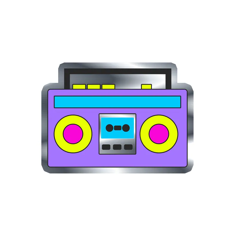 Boombox Silver Chrome Vinyl Decal - Custom Size