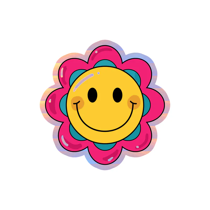 Flower Holographic Vinyl Decal - Custom Size