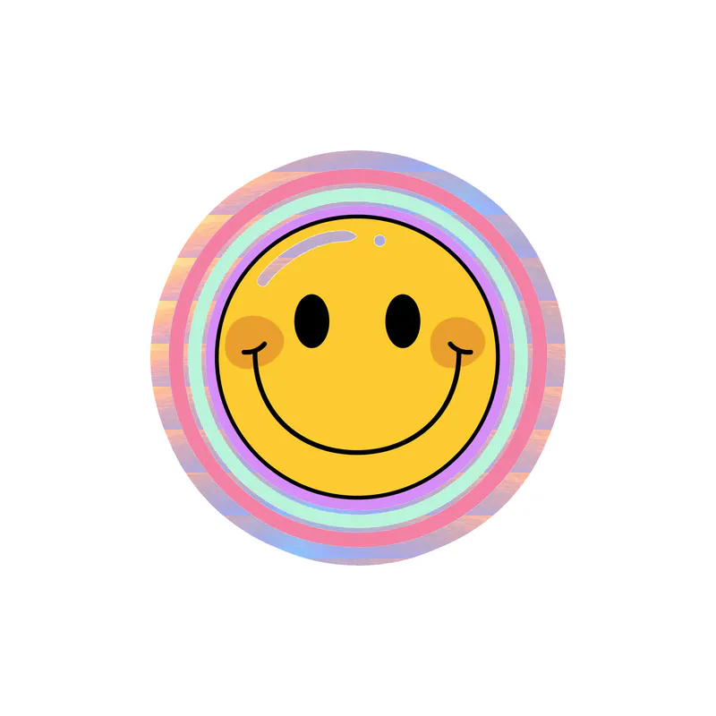 Smiley Face Holographic Vinyl Decal - Custom Size