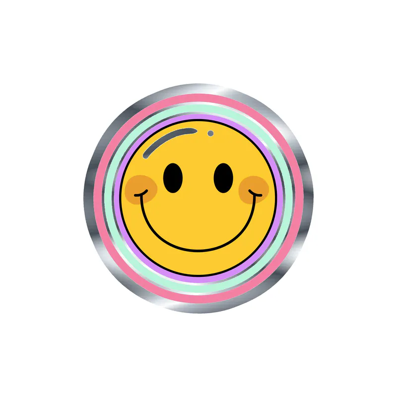 Smiley Face Silver Chrome Vinyl Decal - Custom Size