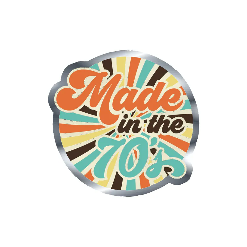 Made in the 70s Silver Chrome Vinyl Decal - Custom Size