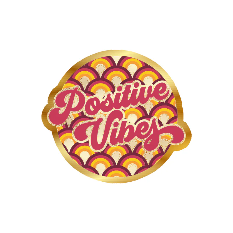 Positive Vibes Gold Chrome Vinyl Decal - Custom Size