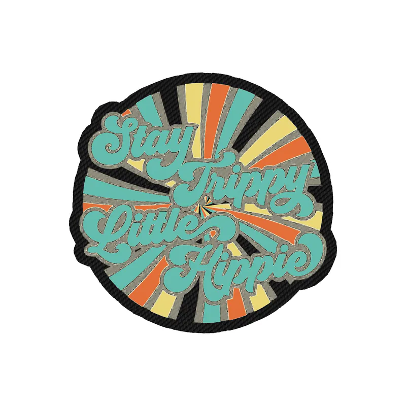 Stay Trippy Little Hippie Carbon Fiber Vinyl Decal - Custom Size