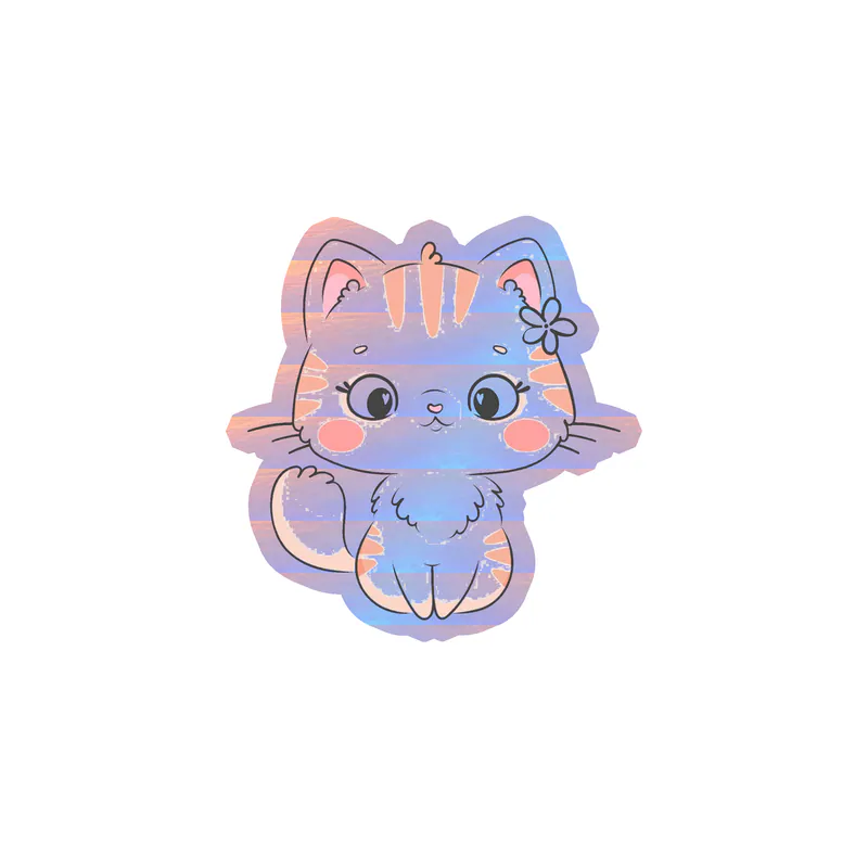 Cat Holographic Vinyl Decal - Custom Size