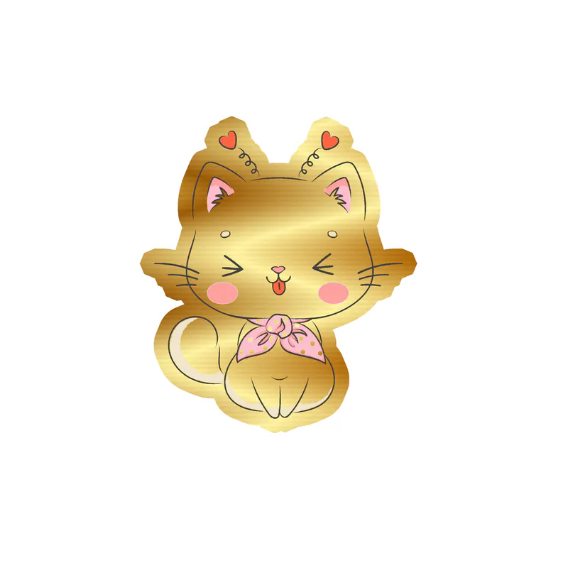 Cat Gold Chrome Vinyl Decal - Custom Size