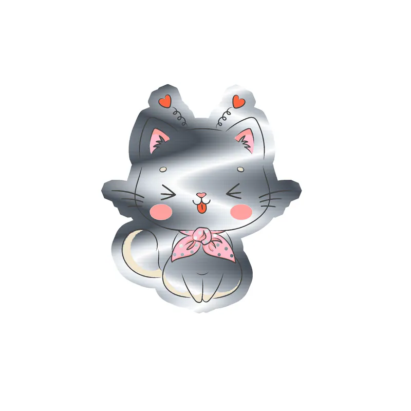 Cat Silver Chrome Vinyl Decal - Custom Size