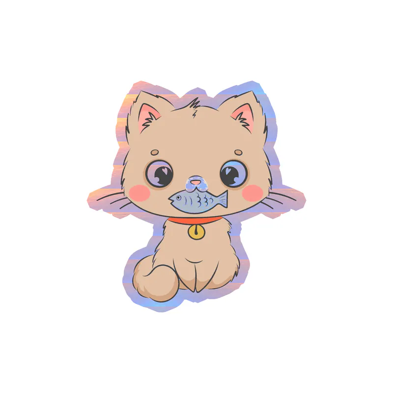Cat Holographic Vinyl Decal - Custom Size