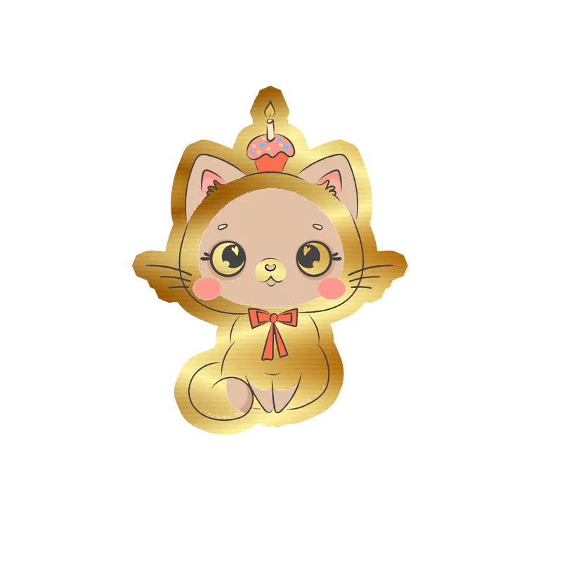 Cat Gold Chrome Vinyl Decal - Custom Size