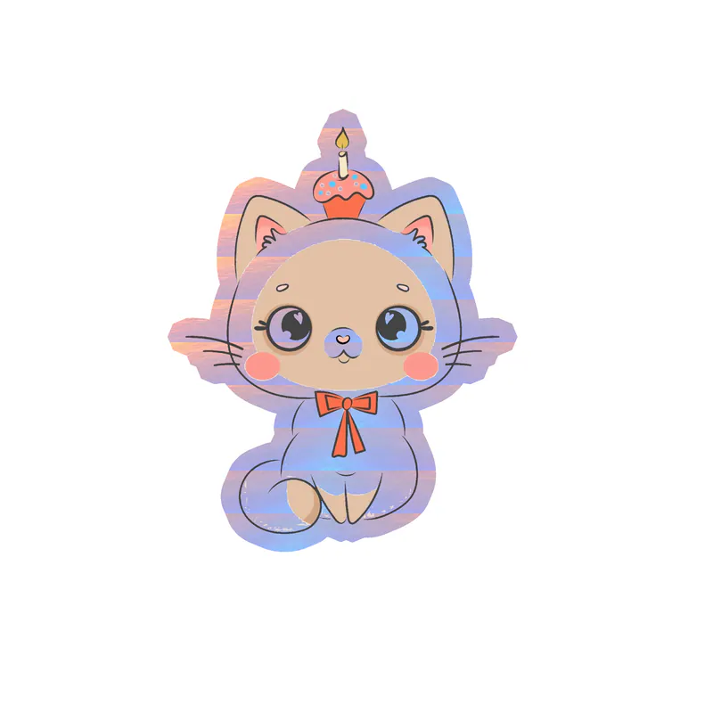 Cat Holographic Vinyl Decal - Custom Size