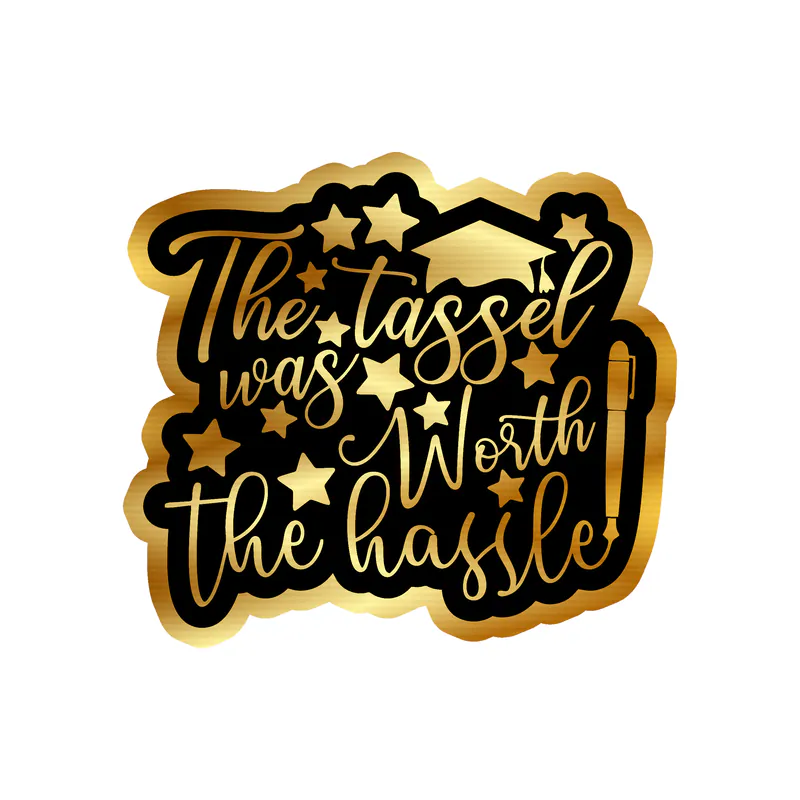 Graduation Gold Chrome Vinyl Decal - Custom Size