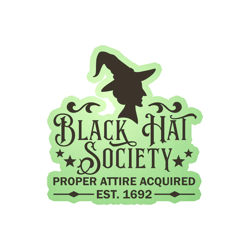 Black Hat Society Glow in the Dark Vinyl Decal - Custom Size