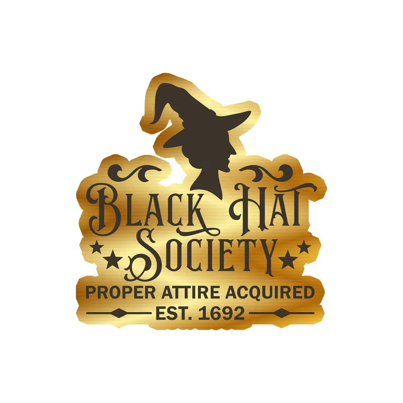 Black Hat Society Gold Chrome Vinyl Decal - Custom Size