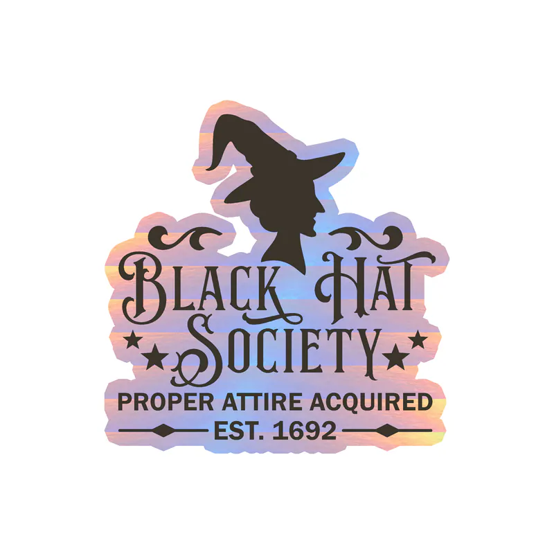 Black Hat Society Holographic Vinyl Decal - Custom Size