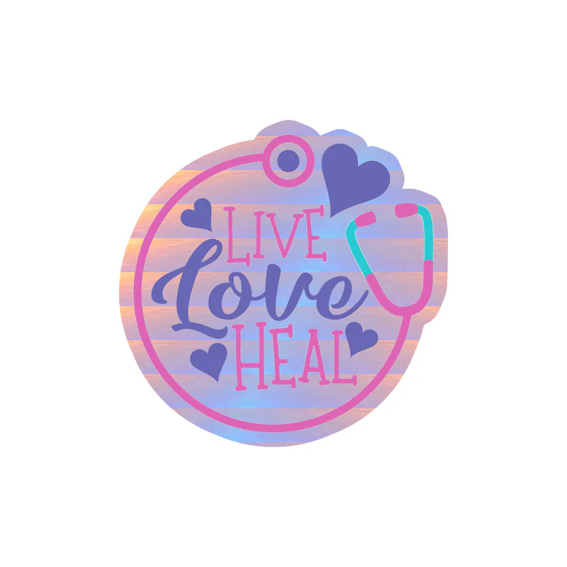Live Love Heal Holographic Vinyl Decal - Custom Size