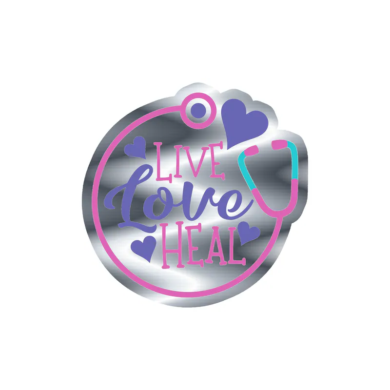 Live Love Heal Silver Chrome Vinyl Decal - Custom Size