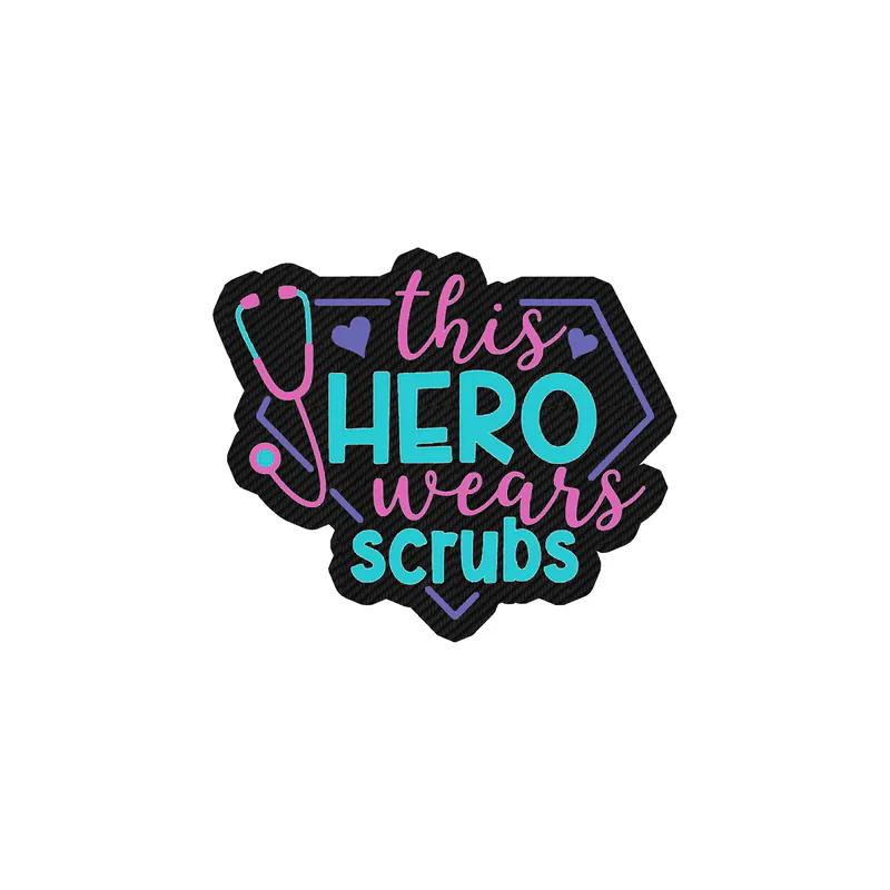 This Hero Wears Scrubs Carbon Fiber Vinyl Decal - Custom Size