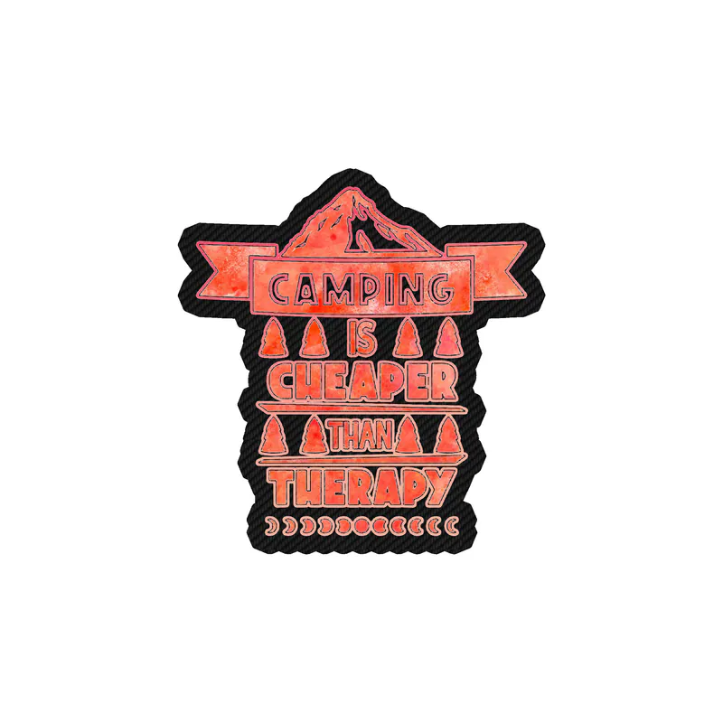 Camping is Cheaper Than Therapy Carbon Fiber Vinyl Decal - Custom Size