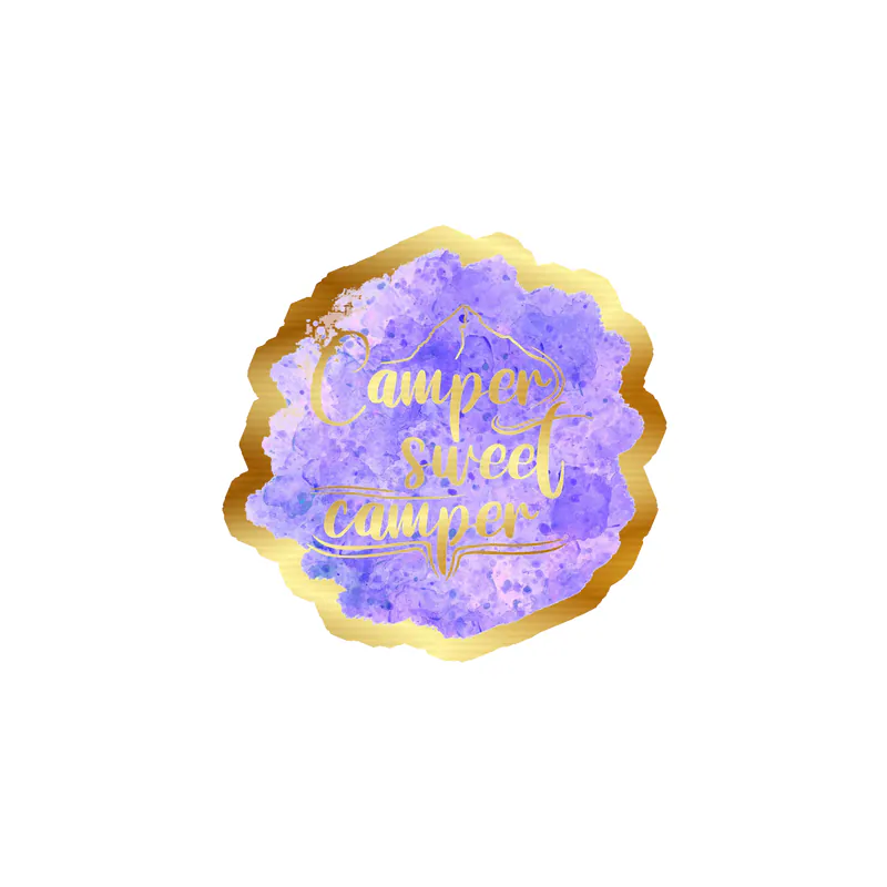 Camper Sweet Camper Gold Chrome Vinyl Decal - Custom Size