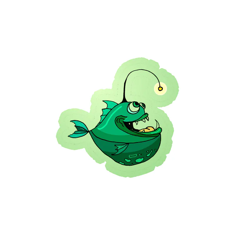 Anglerfish Glow in the Dark Vinyl Sticker - Custom Size