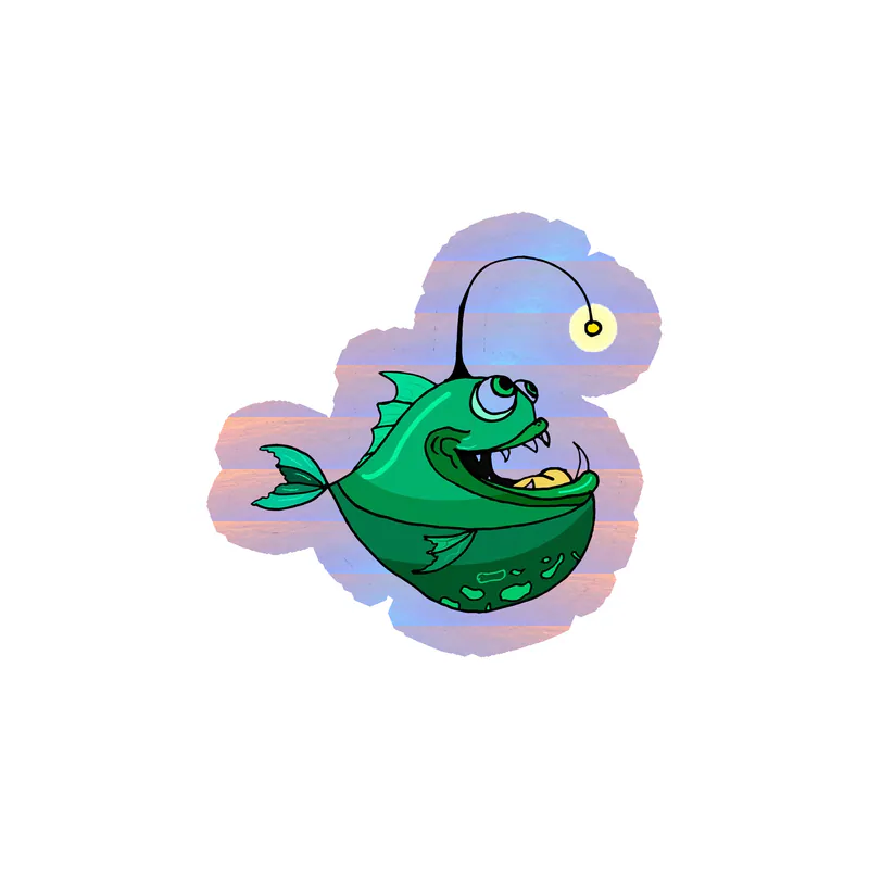 Anglerfish Holographic Vinyl Sticker - Custom Size